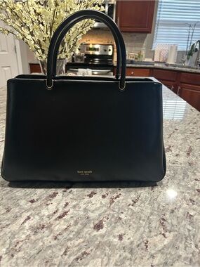 kate spade Black Leather Structured Satchel /Work Tote